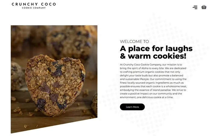 Homepage of Crunchy Coco Cookies