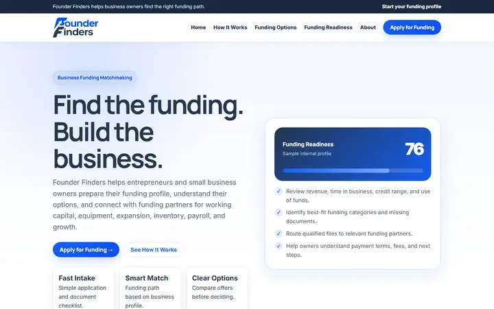 Homepage of Founder Funders