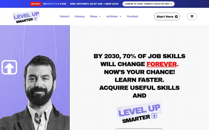 Homepage of Level Up Smarter
