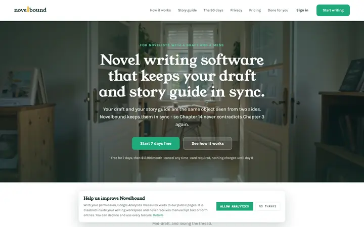 Homepage of Novelbound