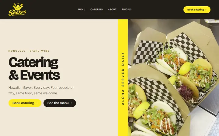 Homepage of Shaka's Plates & Tacos