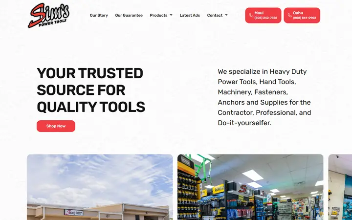 Homepage of Slims Power Tools