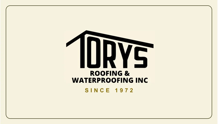 Back of the Tory's Roofing business card: the logo on cream.